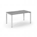 Connex Scalloped 1400 x 800 x 725mm Single Desk - White Frame Grey Oak Top SCO148-WH-GO