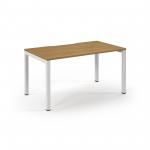 Connex Scalloped 1400 x 800 x 725mm Single Desk - White Frame / Oak Top SCO148-WH-O