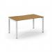 Connex Scalloped 1400 x 800 x 725mm Single Desk - White Frame Oak Top SCO148-WH-O