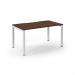 Connex Scalloped 1400 x 800 x 725mm Single Desk - White Frame / Walnut Top SCO148-WH-W