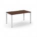 Connex Scalloped 1400 x 800 x 725mm Single Desk - White Frame Walnut Top SCO148-WH-W