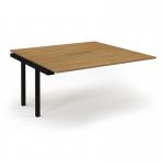 Connex Scalloped 1600 x 1600 x 725mm Back to Back Add On Bay - Black Frame Oak Top SCO1616-AB-K-O