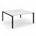 Connex Scalloped 1600 x 1600 x 725mm Back to Back Desk ( 2 x 1600mm ) - Black Frame White Top SCO1616-K-WH