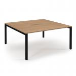 Connex Scalloped 1600 x 1600 x 725mm Back to Back Starter Bay - Black Frame Beech Top SCO1616-SB-K-B