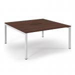 Connex Scalloped 1600 x 1600 x 725mm Back to Back Starter Bay - White Frame Walnut Top SCO1616-SB-WH-W
