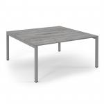 Connex Scalloped 1600 x 1600 x 725mm Back to Back Desk ( 2 x 1600mm ) - Silver Frame / Grey Oak Top SCO1616-S-GO