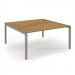 Connex Scalloped 1600 x 1600 x 725mm Back to Back Desk ( 2 x 1600mm ) - Silver Frame / Oak Top SCO1616-S-O