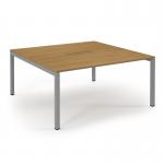 Connex Scalloped 1600 x 1600 x 725mm Back to Back Desk ( 2 x 1600mm ) - Silver Frame Oak Top SCO1616-S-O