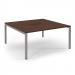 Connex Scalloped 1600 x 1600 x 725mm Back to Back Desk ( 2 x 1600mm ) - Silver Frame / Walnut Top SCO1616-S-W