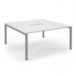 Connex Scalloped 1600 x 1600 x 725mm Back to Back Desk ( 2 x 1600mm ) - Silver Frame White Top SCO1616-S-WH
