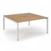 Connex Scalloped 1600 x 1600 x 725mm Back to Back Desk ( 2 x 1600mm ) - White Frame Beech Top SCO1616-WH-B