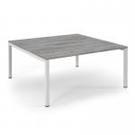 Connex Scalloped 1600 x 1600 x 725mm Back to Back Desk ( 2 x 1600mm ) - White Frame Grey Oak Top SCO1616-WH-GO