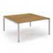 Connex Scalloped 1600 x 1600 x 725mm Back to Back Desk ( 2 x 1600mm ) - White Frame Oak Top SCO1616-WH-O