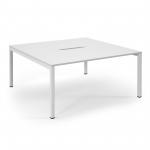 Connex Scalloped 1600 x 1600 x 725mm Back to Back Desk ( 2 x 1600mm ) - White Frame / White Top SCO1616-WH-WH