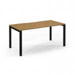 Connex Scalloped 1600 x 800 x 725mm Single Desk - Black Frame Oak Top SCO168-K-O