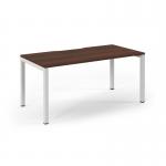 Connex Scalloped 1600 x 800 x 725mm Single Starter Bay - White Frame Walnut Top SCO168-SB-WH-W