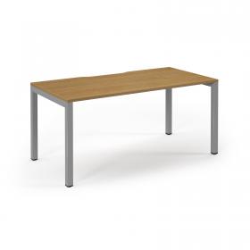 Connex Scalloped 1600 x 800 x 725mm Single Desk - Silver Frame / Oak Top SCO168-S-O