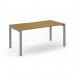 Connex Scalloped 1600 x 800 x 725mm Single Desk - Silver Frame Oak Top SCO168-S-O