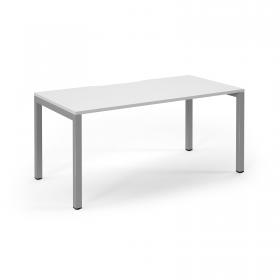 Connex Scalloped 1600 x 800 x 725mm Single Desk - Silver Frame / White Top SCO168-S-WH