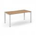 Connex Scalloped 1600 x 800 x 725mm Single Desk - White Frame / Beech Top SCO168-WH-B