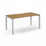 Connex Scalloped 1600 x 800 x 725mm Single Desk - White Frame / Oak Top SCO168-WH-O