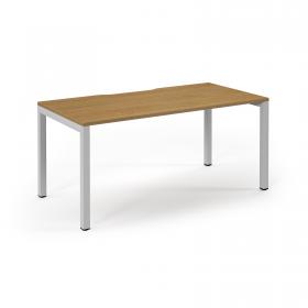 Connex Scalloped 1600 x 800 x 725mm Single Desk - White Frame / Oak Top SCO168-WH-O