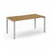Connex Scalloped 1600 x 800 x 725mm Single Desk - White Frame Oak Top SCO168-WH-O
