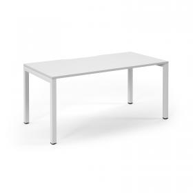 Connex Scalloped 1600 x 800 x 725mm Single Desk - White Frame / White Top SCO168-WH-WH