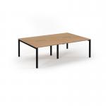 Connex Scalloped 2400 x 1600 x 725mm Back to Back Desk ( 4 x 1200mm ) - Black Frame Beech Top SCO2416-K-B