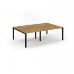 Connex Scalloped 2400 x 1600 x 725mm Back to Back Desk ( 4 x 1200mm ) - Black Frame Oak Top SCO2416-K-O