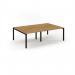 Connex Scalloped 2400 x 1600 x 725mm Back to Back Desk ( 4 x 1200mm ) - Black Frame Oak Top SCO2416-K-O