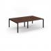 Connex Scalloped 2400 x 1600 x 725mm Back to Back Desk ( 4 x 1200mm ) - Black Frame / Walnut Top SCO2416-K-W