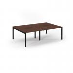 Connex Scalloped 2400 x 1600 x 725mm Back to Back Desk ( 4 x 1200mm ) - Black Frame Walnut Top SCO2416-K-W