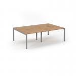 Connex Scalloped 2400 x 1600 x 725mm Back to Back Desk ( 4 x 1200mm ) - Silver Frame Beech Top SCO2416-S-B