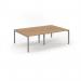 Connex Scalloped 2400 x 1600 x 725mm Back to Back Desk ( 4 x 1200mm ) - Silver Frame Beech Top SCO2416-S-B