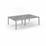 Connex Scalloped 2400 x 1600 x 725mm Back to Back Desk ( 4 x 1200mm ) - Silver Frame / Grey Oak Top SCO2416-S-GO