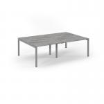 Connex Scalloped 2400 x 1600 x 725mm Back to Back Desk ( 4 x 1200mm ) - Silver Frame Grey Oak Top SCO2416-S-GO