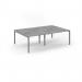 Connex Scalloped 2400 x 1600 x 725mm Back to Back Desk ( 4 x 1200mm ) - Silver Frame Grey Oak Top SCO2416-S-GO