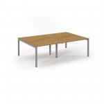 Connex Scalloped 2400 x 1600 x 725mm Back to Back Desk ( 4 x 1200mm ) - Silver Frame / Oak Top SCO2416-S-O