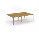Connex Scalloped 2400 x 1600 x 725mm Back to Back Desk ( 4 x 1200mm ) - Silver Frame Oak Top SCO2416-S-O