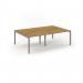 Connex Scalloped 2400 x 1600 x 725mm Back to Back Desk ( 4 x 1200mm ) - Silver Frame Oak Top SCO2416-S-O