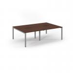 Connex Scalloped 2400 x 1600 x 725mm Back to Back Desk ( 4 x 1200mm ) - Silver Frame Walnut Top SCO2416-S-W