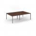 Connex Scalloped 2400 x 1600 x 725mm Back to Back Desk ( 4 x 1200mm ) - Silver Frame Walnut Top SCO2416-S-W