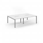 Connex Scalloped 2400 x 1600 x 725mm Back to Back Desk ( 4 x 1200mm ) - Silver Frame / White Top SCO2416-S-WH