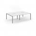 Connex Scalloped 2400 x 1600 x 725mm Back to Back Desk ( 4 x 1200mm ) - Silver Frame White Top SCO2416-S-WH