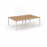 Connex Scalloped 2400 x 1600 x 725mm Back to Back Desk ( 4 x 1200mm ) - White Frame / Beech Top SCO2416-WH-B