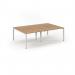 Connex Scalloped 2400 x 1600 x 725mm Back to Back Desk ( 4 x 1200mm ) - White Frame Beech Top SCO2416-WH-B