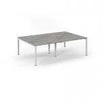 Connex Scalloped 2400 x 1600 x 725mm Back to Back Desk ( 4 x 1200mm ) - White Frame Grey Oak Top SCO2416-WH-GO