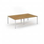 Connex Scalloped 2400 x 1600 x 725mm Back to Back Desk ( 4 x 1200mm ) - White Frame / Oak Top SCO2416-WH-O