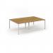 Connex Scalloped 2400 x 1600 x 725mm Back to Back Desk ( 4 x 1200mm ) - White Frame Oak Top SCO2416-WH-O